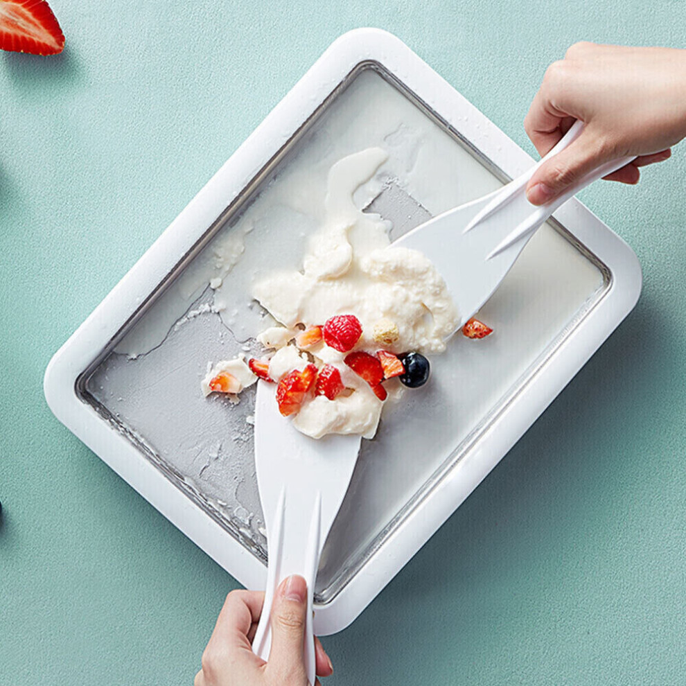Instant Rolled Ice Cream Maker Pan Machine with 2 Spatulas Frozen Yogurt Sorbet