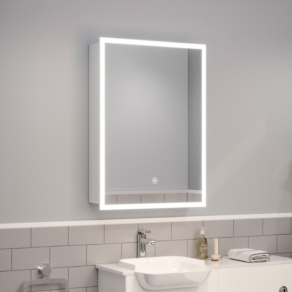Wall Mount Anti Fog LED Bathroom Touch Control Mirror Cabinet 3 Colors Dimmable