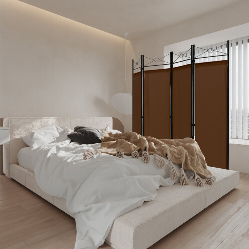 Costway 182cm Room Divider 4-Panel Folding Steel Frame Divider 2