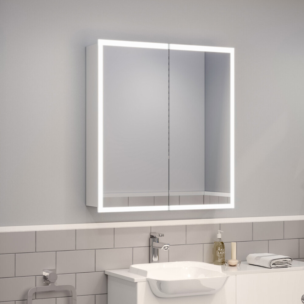 Anti Fog LED Double Door Sensor Bathroom Mirror Cabinet with Shaver Socket