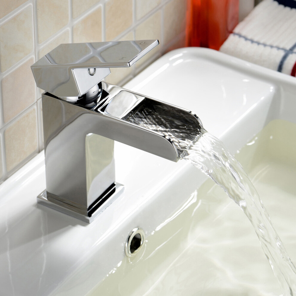 Photos - Tap Ozone Square Waterfall Bathroom Basin Sink Mono Mixer Chrome  *free Waste*