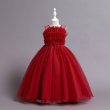 (Red, 9-10 Years) children Kids girls dress Elegant puffy dress UK