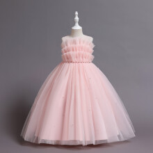 (Pink, 3-4 Years) children Kids girls dress Elegant puffy dress UK