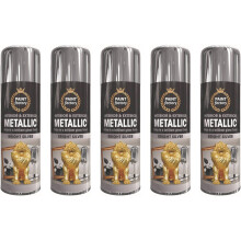 5 x 400ml Silver Metallic Spray Paint Interior & Exterior Gloss Finish