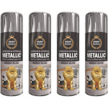 4 x 400ml Silver Metallic Spray Paint Interior & Exterior Gloss Finish