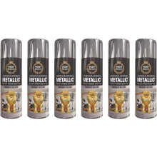 6 x 400ml Silver Metallic Spray Paint Interior & Exterior Gloss Finish