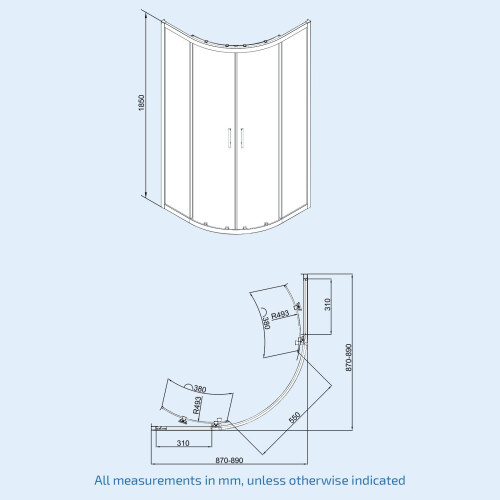 NES Home Saturn Modern Black Quadrant 900mm Corner Shower Enclosure 1