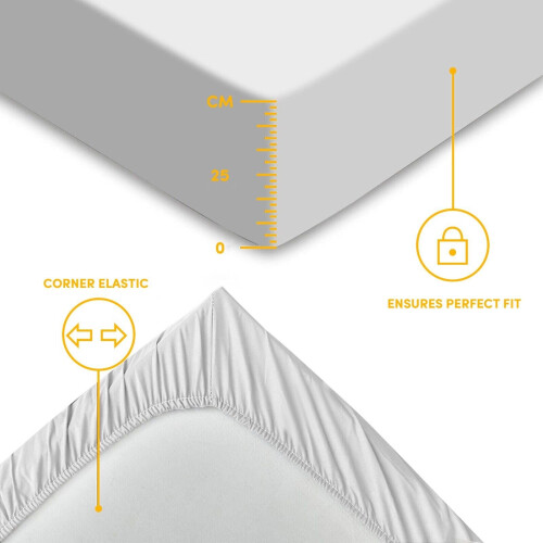 Imperial Rooms (Single, White) Fitted Bed Sheets Poly Cotton Single Double King 1