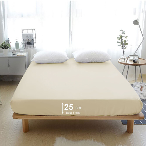 Imperial Rooms (King, Cream) Fitted Bed Sheets Poly Cotton Single Double King 1