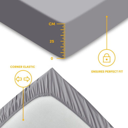 Imperial Rooms (Single, Grey) Fitted Bed Sheets Poly Cotton Single Double King 2