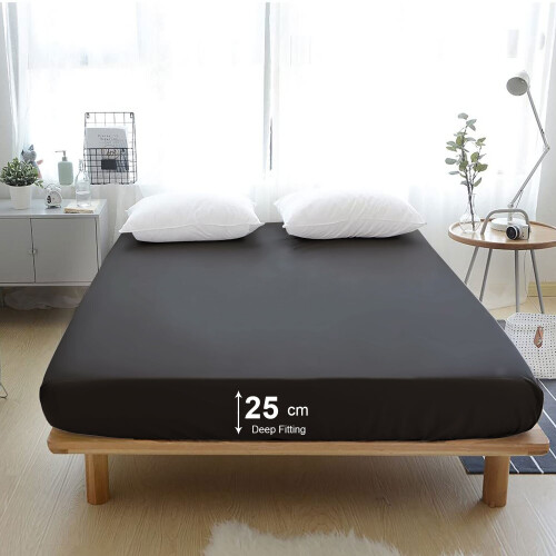 Imperial Rooms (King, Charcoal) Fitted Bed Sheets Poly Cotton Single Double King 1