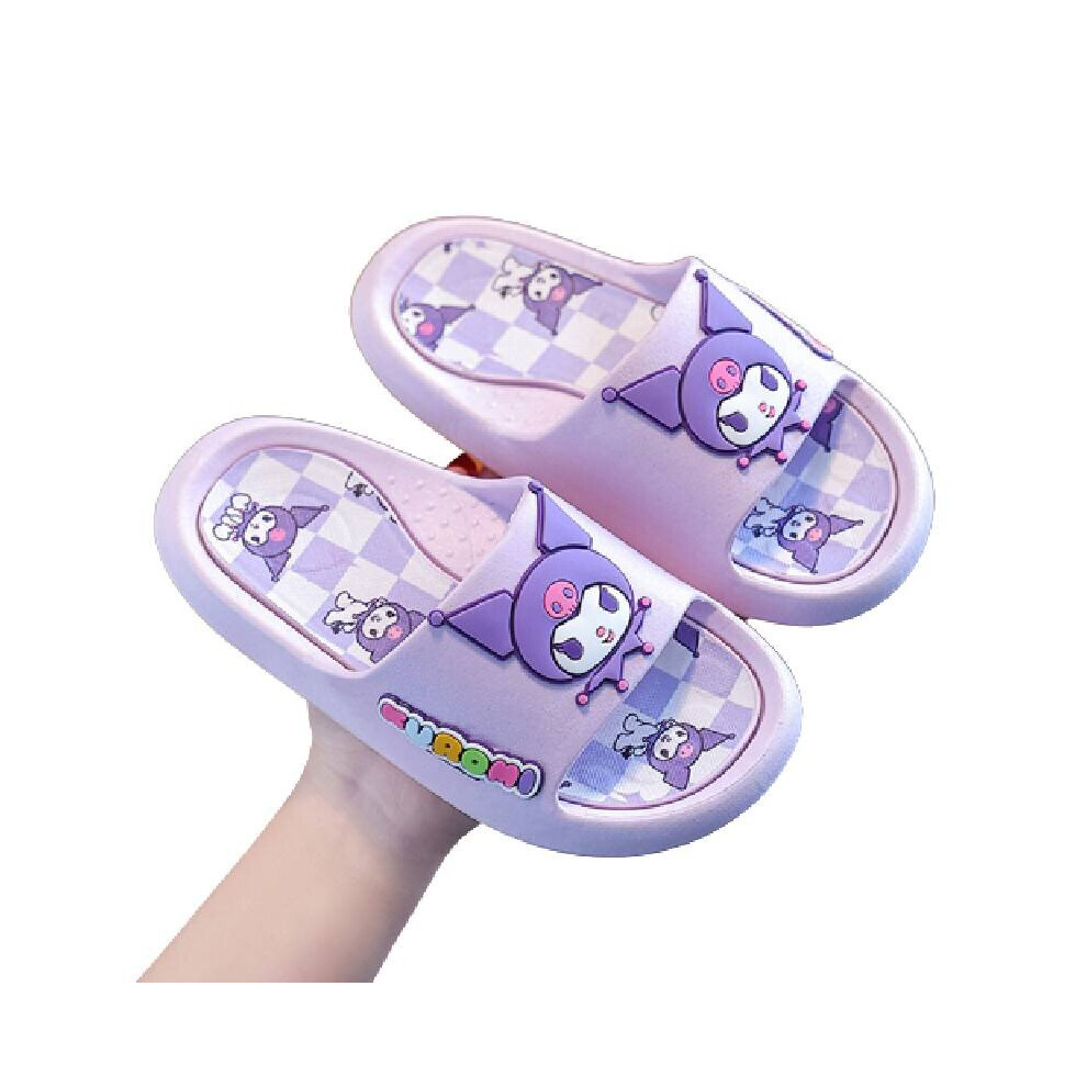 (Kuromi, 34/35=Foot Length20.5cm/8.07in) Slippers Sanrio Cartoon Adults Kids Indoors Anti Slip Kuromi Melody Cinnamoroll