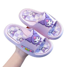 (Kuromi, 36/37=Foot Length21.5cm/8.46in) Slippers Sanrio Cartoon Adults Kids Indoors Anti Slip Kuromi Melody Cinnamoroll