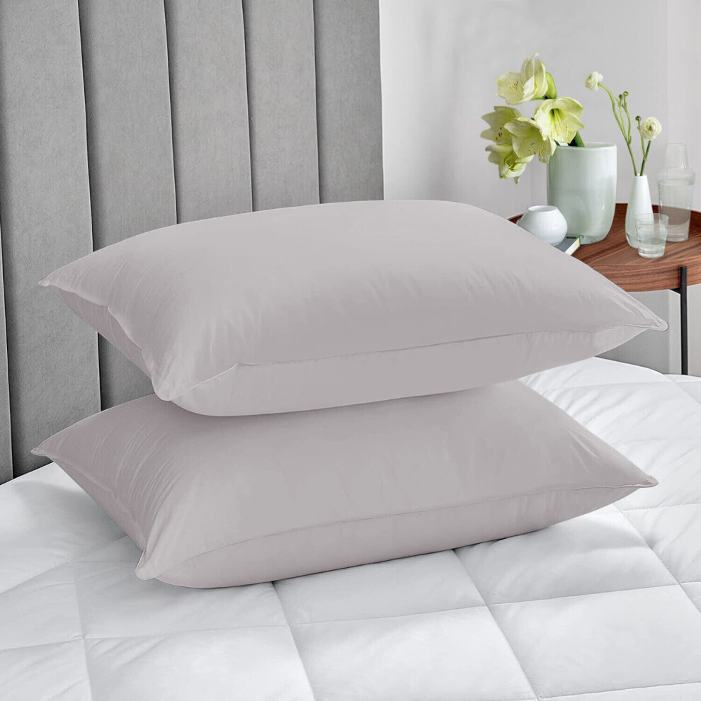 (Pillow Case Only, Grey) Fitted Bed Sheets Poly Cotton Single Double King