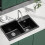 Living And Home Undermount Quartz Kitchen Sink Double Bowl Black 2