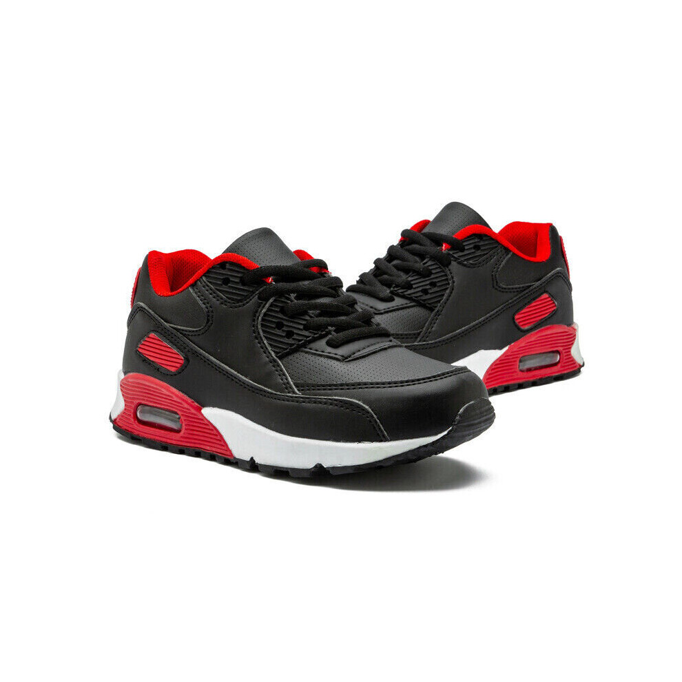 (Black red, 12 Kids) Boys Girls Running Sneakers Air Cushion Trainers School Casual Sports Shoes Size