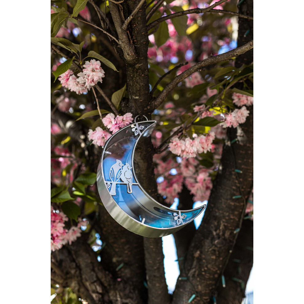 Half Moon Garden Hanging Wild Bird Feeder Silver Seed Nut Feeding