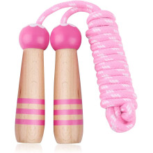 Children's wooden handle skipping rope and braided cotton jumping rope 2.6M