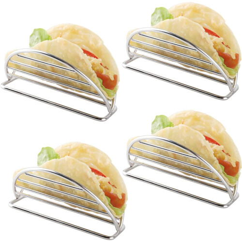 Taco stand stainless steel holds soft or hard shell tacos