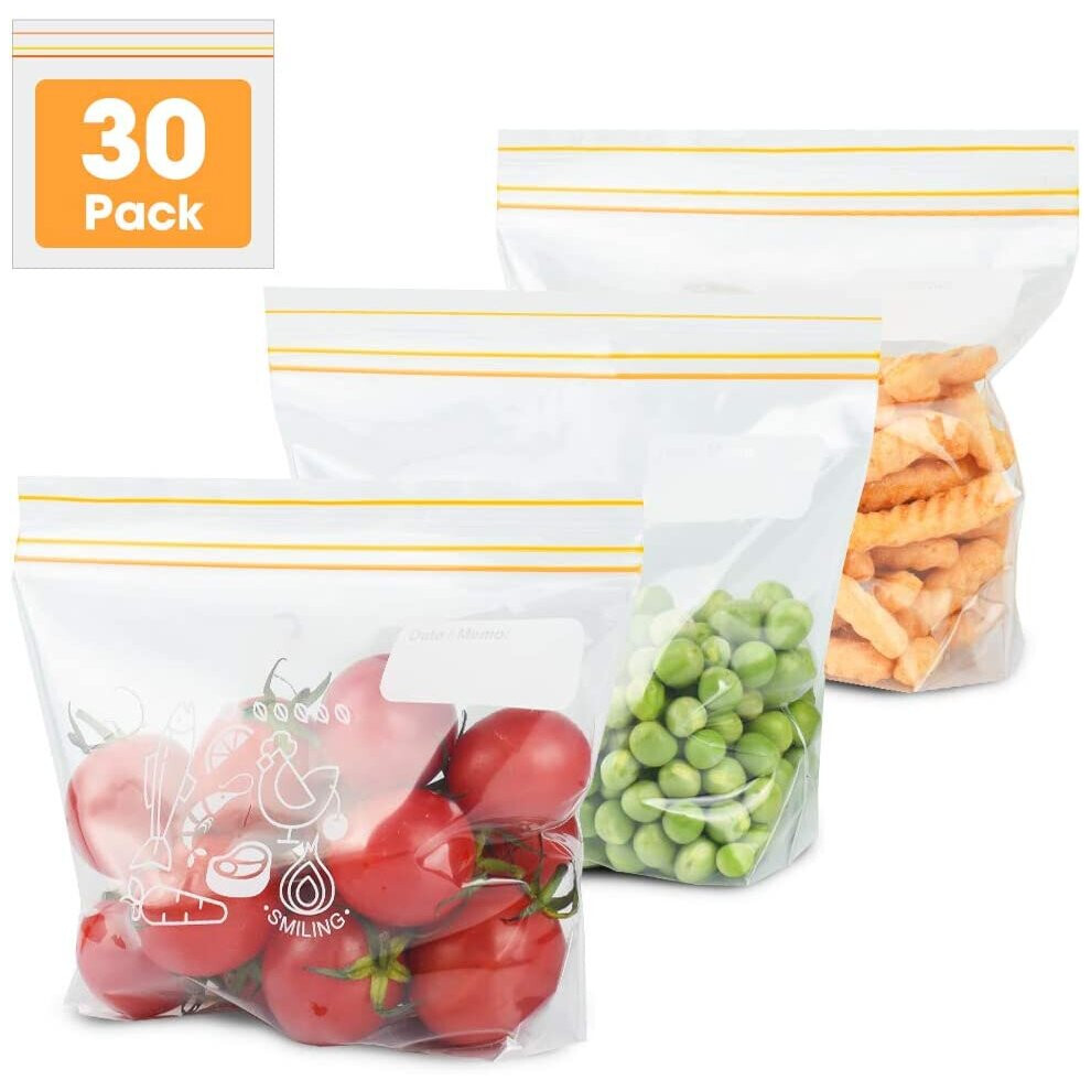 Yadong Ziplock Bags Food Storage Freezer Bags Ziplock Bags Reusable 30 Packs (Small)