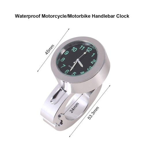 Motorcycle Handlebar Clock, 7/8 Inch Universal Chrome Plated Motorcycle Clock Watch 2