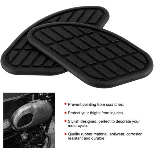 1 Pair Motorcycle Frame Fuel Tank Traction Pad Protectors - Black 2
