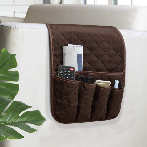 Sofa Armrest Organizer Non-slip Chair Bedside Storage Rack (Coffee) 1