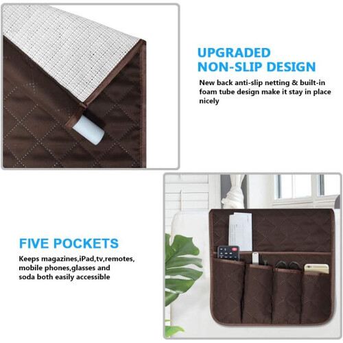 Sofa Armrest Organizer Non-slip Chair Bedside Storage Rack (Coffee) 2
