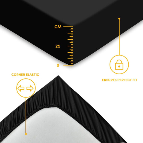Imperial Rooms (King, Black) Fitted Bed Sheets Poly Cotton Single Double King 2