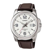 CASIO Men's Leather Analog Watch MTP-1314L-7AVDF - 50 mm - Brown