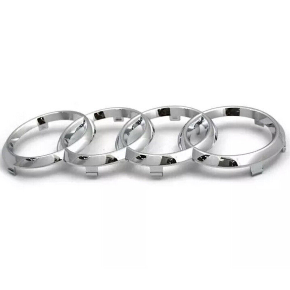 Newjass Audi Chrome Front Grille Rings Emblem 285Mm (11.25 X 3.9 In) Direct Oem Replacement For A6 A7 Q3 Q5 Q7
