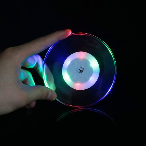 3-Pack Beverage LED Coasters, ON/OFF Disposable LED Color Coasters