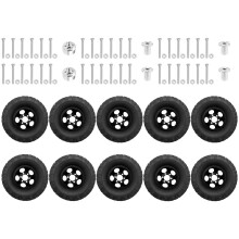 Twin Tire Upgrade: Double Wheel Rim with Rubber Tire for WPL B16 B36, JJRC Q60 Q63 Q64 6WD 6X6 RC Trucks - Black