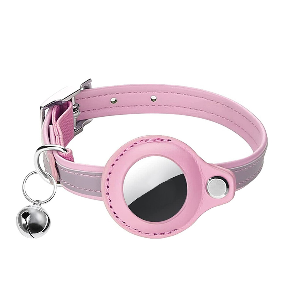 For air tag Cat Collar, Cat Collar with Bells, Reflective GPS Cat Collar, Cat Tracker Collar Adjustable Cat Collar Pink