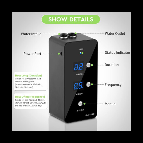 Reptile Humidifier, Misting System for Reptile Terrariums, Automatic Misting System with Adjustable Spray Nozzles 1