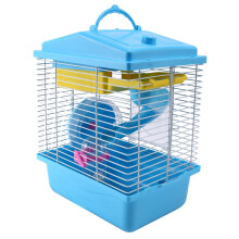 Pet Cage Hamster Cottage with Transparent Skylight Double Layer House for Hamster Golden Hamster Pet Blue