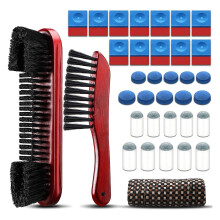 Billiards Cleaning Pool Table Cleaner Felt Brush Kit Include Rail Brush 12 Pool Cue Chalk Square 20 Pool Cue Tip,Brown