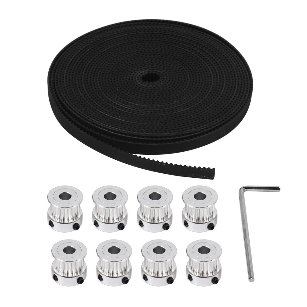 8Pcs 5Mm 20 Teeth Aluminum Timing Pulley Wheel+5 Meters Rubber Gt2 2Mm Pitch 6Mm Wide Timing Belt For 3D Printer Cnc 4764036984104