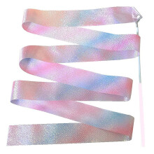 2M Flashing Star Gym Ribbons Dance Ribbon Rhythmic Art Gymnastics Streamer Twirling Rod Rainbow Stick