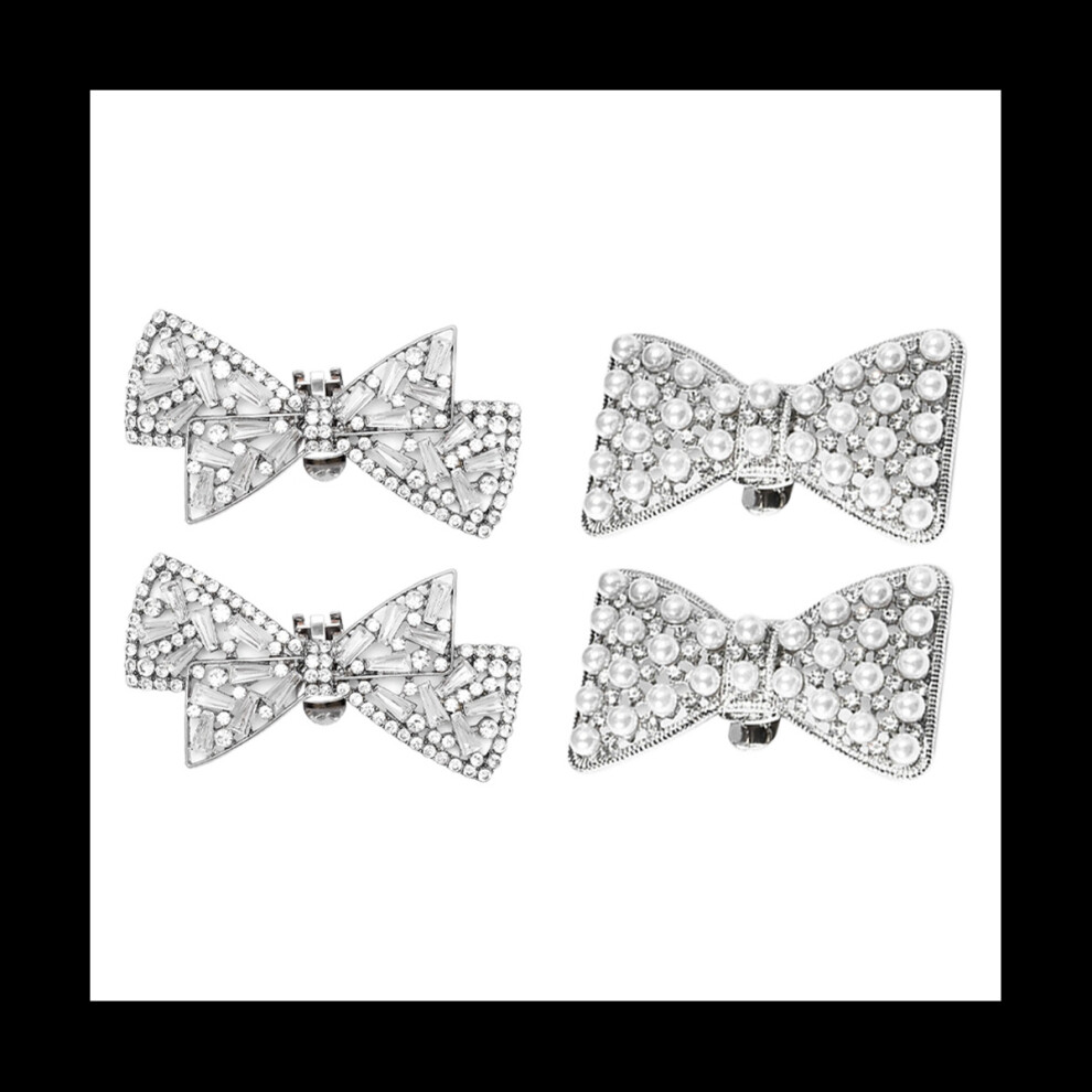 4Pcs Bow Shoe Clips Removable Shoe Clips Bowknot Shoes Jewelry Decorative Shoe Accessories for Women Bride Wedding