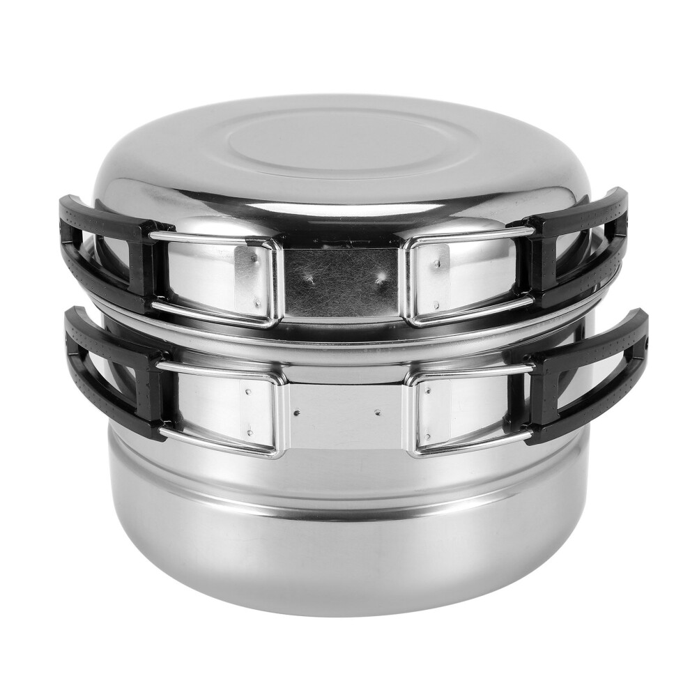 Stainless Steel Outdoor Cooking Kettle Camping Pot Backpack Cooker Set Picnic Multi-Functional Lunch Box Outdoor Lunch Box 