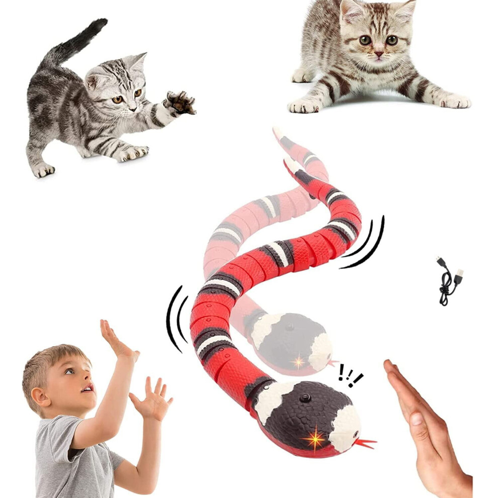 Smart Sensing Snake Toy,Cat Interactive Toys USB Rechargeable Realistic Simulation Electric Snake Toy