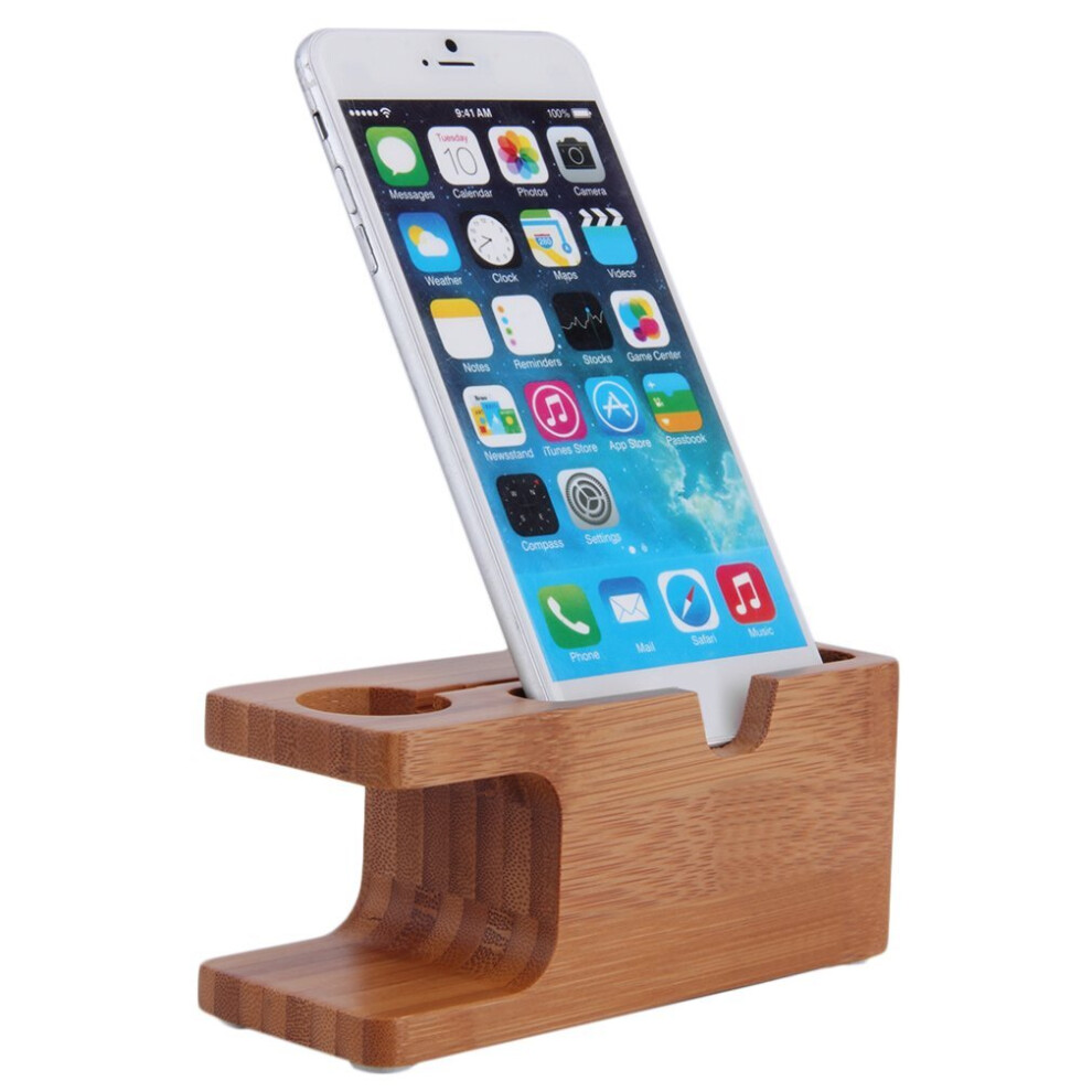 Bamboo Wood Charging Station Charger Dock Stand Holder For Apple Watch Phone 5063131627336