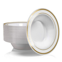 20PCS Disposable Tableware Plastic Salad Soup Bowl High-end Heavy Duty Phnom Penh Banquet Disposable Dessert Plate
