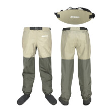 Original JEERKOOL Fly Fishing Waders Wading Pants With Waistband Belt Overalls Men's Waterproof Cloth Breathable Foot For Shoes