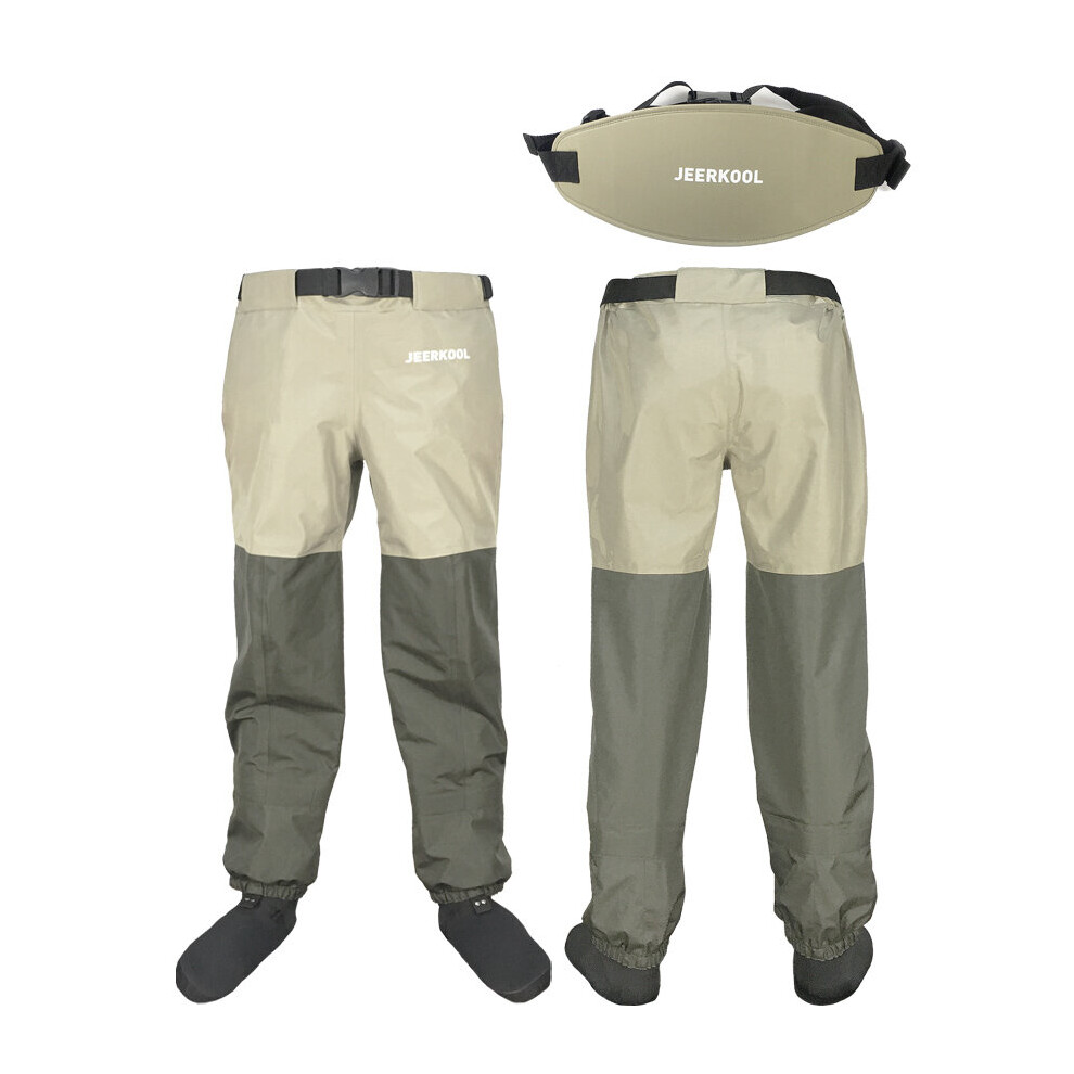 Original JEERKOOL Fly Fishing Waders Wading Pants With Waistband Belt Overalls Men's Waterproof Cloth Breathable Foot For Shoes