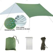 Outdoor Awning Sun Shelter Tarp Tent Shade UV-resistant Waterproof Silver-coated Multi-function 300x300/400cm Camping Shelter