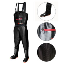 PVC Men Lure Waders Fishing Waders Overalls With Boots Waterproof Adult Women Light Weight Hunting Chest Waders Pants Gear Black