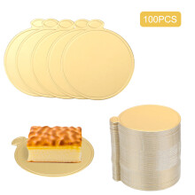 100pcs/pack Cake Cardboard Mini Cake Boards Cupcake Dessert Tray Multi Shape Paper Golden Base Cake Pastry Decorative Kit Party