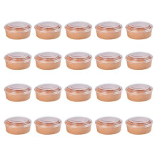 20pcs/50PCS Disposable Kraft Paper Bowls Fruit Salad Bowl Food Packaging Containers Party Favor (16oz, with Lid)